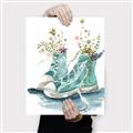 Picture of Teal Shoe Garden  _GroupedProduct_Rectangle_Portrait_Canvas_