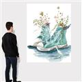 Picture of Teal Shoe Garden  _GroupedProduct_Rectangle_Portrait_Canvas_