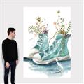 Picture of Teal Shoe Garden  _GroupedProduct_Rectangle_Portrait_Canvas_