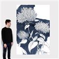 Picture of Hydrangea flower on blue bkg _GroupedProduct_Rectangle_Portrait_Canvas_