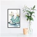 Picture of Teal Shoe Garden  _GroupedProduct_Rectangle_Portrait_Canvas_Framed_
