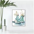 Picture of Teal Shoe Garden  _GroupedProduct_Rectangle_Portrait_Canvas_Framed_