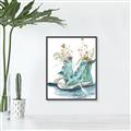 Picture of Teal Shoe Garden  _GroupedProduct_Rectangle_Portrait_Canvas_Framed_