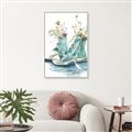 Picture of Teal Shoe Garden  _GroupedProduct_Rectangle_Portrait_Canvas_Framed_