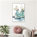 Picture of Teal Shoe Garden  _GroupedProduct_Rectangle_Portrait_Canvas_Framed_