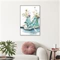 Picture of Teal Shoe Garden  _GroupedProduct_Rectangle_Portrait_Canvas_Framed_