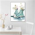 Picture of Teal Shoe Garden  _GroupedProduct_Rectangle_Portrait_Canvas_Framed_