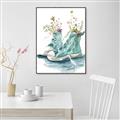 Picture of Teal Shoe Garden  _GroupedProduct_Rectangle_Portrait_Canvas_Framed_