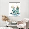 Picture of Teal Shoe Garden  _GroupedProduct_Rectangle_Portrait_Canvas_Framed_