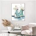 Picture of Teal Shoe Garden  _GroupedProduct_Rectangle_Portrait_Canvas_Framed_