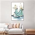 Picture of Teal Shoe Garden  _GroupedProduct_Rectangle_Portrait_Canvas_Framed_