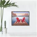 Picture of Red Muskoka Chairs _GroupedProduct_Rectangle_Landscape_Canvas_Framed_