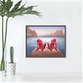 Picture of Red Muskoka Chairs _GroupedProduct_Rectangle_Landscape_Canvas_Framed_