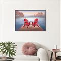 Picture of Red Muskoka Chairs _GroupedProduct_Rectangle_Landscape_Canvas_Framed_