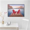 Picture of Red Muskoka Chairs _GroupedProduct_Rectangle_Landscape_Canvas_Framed_