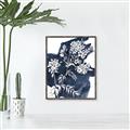 Picture of White fower on blue bkg _GroupedProduct_Rectangle_Portrait_Canvas_Framed_