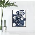 Picture of White fower on blue bkg _GroupedProduct_Rectangle_Portrait_Canvas_Framed_
