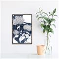 Picture of Hydrangea flower on blue bkg _GroupedProduct_Rectangle_Portrait_Canvas_Framed_