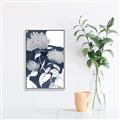 Picture of Hydrangea flower on blue bkg _GroupedProduct_Rectangle_Portrait_Canvas_Framed_