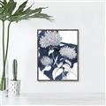 Picture of Hydrangea flower on blue bkg _GroupedProduct_Rectangle_Portrait_Canvas_Framed_