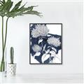Picture of Hydrangea flower on blue bkg _GroupedProduct_Rectangle_Portrait_Canvas_Framed_