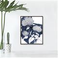 Picture of Hydrangea flower on blue bkg _GroupedProduct_Rectangle_Portrait_Canvas_Framed_
