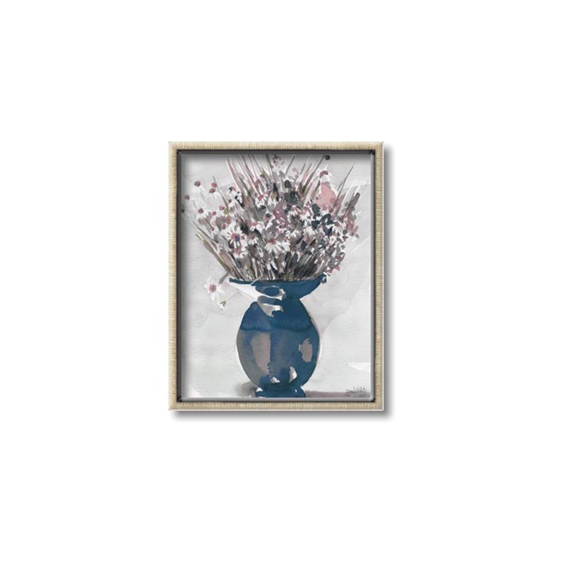 Picture of Blue Pot of Daisies _GroupedProduct_Rectangle_Portrait_Canvas_Framed_