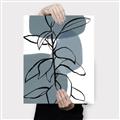 Picture of Blue Geo with Leaves I _GroupedProduct_Rectangle_Portrait_Canvas_