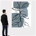 Picture of Blue Geo with Leaves I _GroupedProduct_Rectangle_Portrait_Canvas_