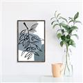 Picture of Blue Geo with Leaves II  _GroupedProduct_Rectangle_Portrait_Canvas_Framed_