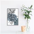 Picture of Blue Geo with Leaves II  _GroupedProduct_Rectangle_Portrait_Canvas_Framed_