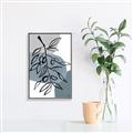 Picture of Blue Geo with Leaves II  _GroupedProduct_Rectangle_Portrait_Canvas_Framed_
