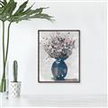 Picture of Blue Pot of Daisies _GroupedProduct_Rectangle_Portrait_Canvas_Framed_