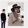 Picture of Café Girl _GroupedProduct_Rectangle_Portrait_Canvas_