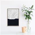 Picture of Mid Century Abstract Blue  _GroupedProduct_Rectangle_Portrait_Canvas_Framed_