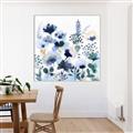 Picture of Ink Blue Flowers II  _GroupedProduct_Square_Canvas_Framed_
