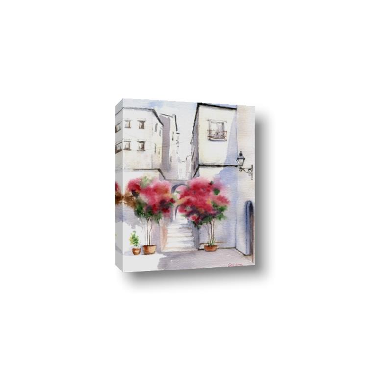 Picture of Red Floral Buildings _GroupedProduct_Rectangle_Portrait_Canvas_