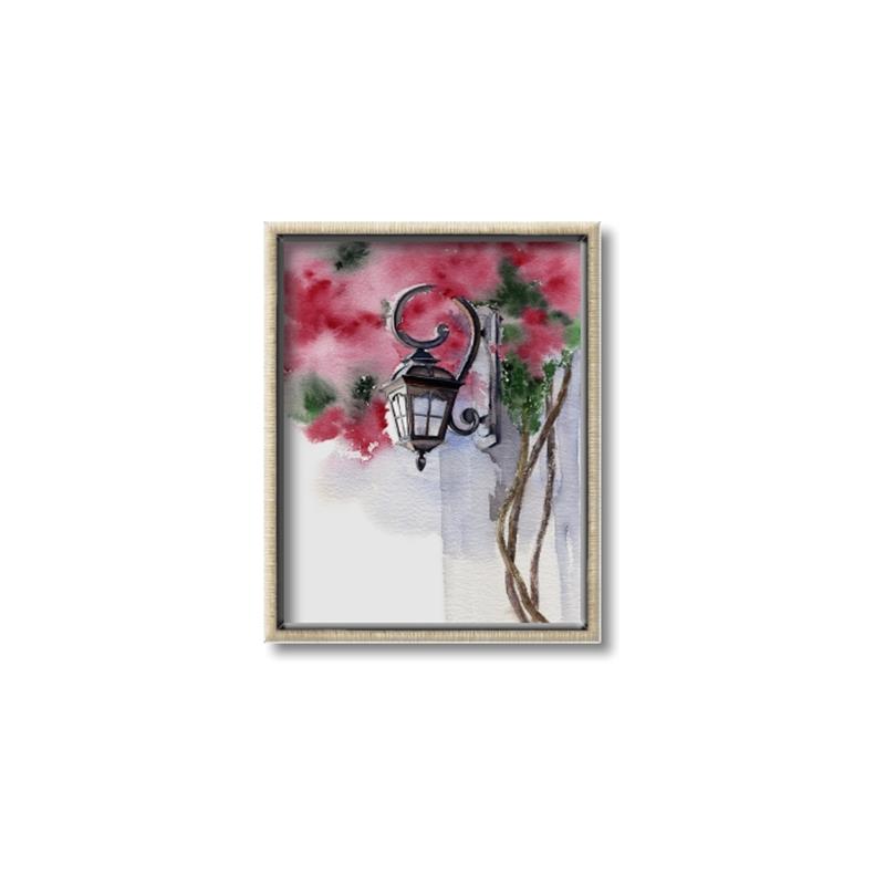 Picture of Red Floral Lamp _GroupedProduct_Rectangle_Portrait_Canvas_Framed_