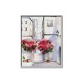 Picture of Red Floral Buildings _GroupedProduct_Rectangle_Portrait_Canvas_Framed_