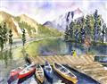 Picture of Canoe at Lake Louise  _GroupedProduct_Rectangle_Landscape_Unframed_Print_Only_