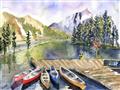 Picture of Canoe at Lake Louise  _GroupedProduct_Rectangle_Landscape_Unframed_Print_Only_