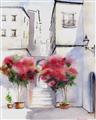 Picture of Red Floral Buildings _GroupedProduct_Rectangle_Portrait_Unframed_Print_Only_