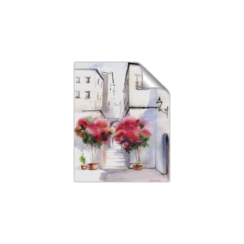 Picture of Red Floral Buildings _GroupedProduct_Rectangle_Portrait_Unframed_Print_Only_