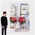 Picture of Red Floral Buildings _GroupedProduct_Rectangle_Portrait_Canvas_