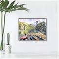 Picture of Canoe at Lake Louise  _GroupedProduct_Rectangle_Landscape_Canvas_Framed_
