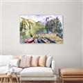 Picture of Canoe at Lake Louise  _GroupedProduct_Rectangle_Landscape_Canvas_Framed_