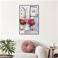 Picture of Red Floral Buildings _GroupedProduct_Rectangle_Portrait_Canvas_Framed_