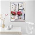Picture of Red Floral Buildings _GroupedProduct_Rectangle_Portrait_Canvas_Framed_