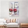 Picture of Red Floral Buildings _GroupedProduct_Rectangle_Portrait_Canvas_Framed_