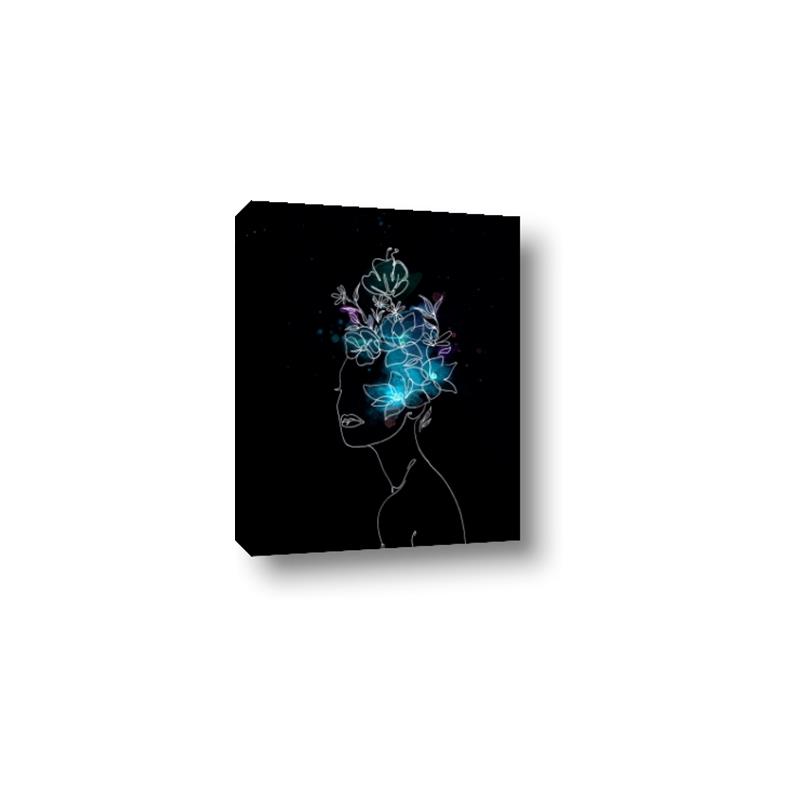 Picture of Neon Flower Girl on Black  _GroupedProduct_Rectangle_Portrait_Canvas_